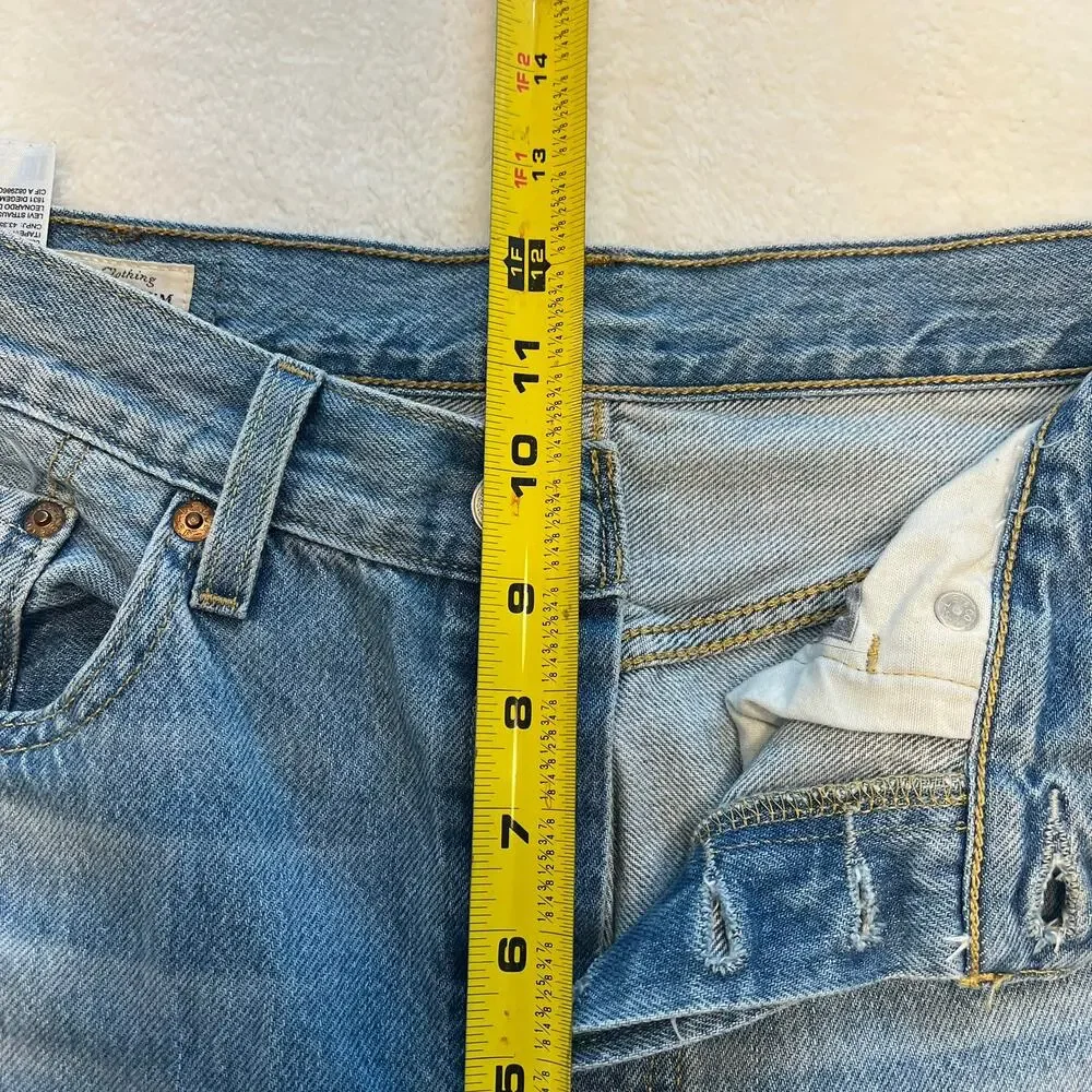 Vintage Levi's 501 Button Fly‎ Women's Distressed Straight Denim Jeans 27x28